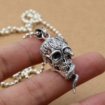 Vanaaegne Gooti Madu Keerdus Deemoni Kolju Ripats Kaelakee Meestele Poistele Rockpidu Halloweeni Ehted Kingitus