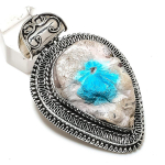 Cavansite Crystal Gemstone Handmade 925 Sterling Silver Pendant 2.21 h5k83