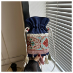 Ethnic Style Embroidered Crossbody Bag Summer New Niche Outdoor Bucket Bag Embroidered Bag Shoulder Bag burgundiapunane