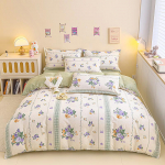 Puuvillane 4-osaline komplekt Paksendatud harjatud v&auml;rske puuvillane voodilina tekikate M&uuml;tsid Mudelid &Uuml;hiselamu 3-osaline komplekt 2.0m