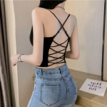 Naiste sportlikud pikad rinnahoidjad, seljaside, seljataga seljatugedeta topid Solid Lady Crop Tops Pehmed rinnahoidjad naiste toppidele 32/70AB must
