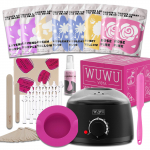 WUWUVISTA Waxing Kit 63pzs, Perfect Gift Set-Hair Removal Hard Wax with Wax Warmer,Waxing Beads for Face/Brazilian/Full Body/Bikini/Sensitive Skin UK Plug must