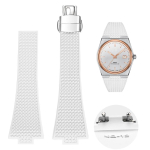 Tissot PRX T137 FKM kella jaoks 11mm 12mm meeste naiste k&auml;erihm Fluorokummist k&auml;ev&otilde;ru Kiirvabastusega kokkupandav pandla Rihm Randmerihm 11mm valge