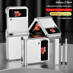 Galvaniseeritud nahast &uuml;mbris S Pen hoidjaga Samsung Z Flip4/3 jaoks (5/6 Kahekordne Hing) Samsung Z Flip6