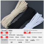 K&auml;sitsi kootud must-valge punutud puuvillane k&ouml;is DIY projektide jaoks 1.5mm Bleached 100m