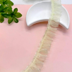 2cm Lai Valge ja Puudersinine Kortsutatud Pitsmarli DIY M&auml;nguasja ja R&otilde;ivaste Kaunistamise Aksessuaaride jaoks