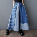 suvine plusssuuruses Vintage Patchwork k&otilde;rge v&ouml;&ouml;kohaga vabaaja naiste teksad, laia s&auml;&auml;rega teksap&uuml;ksid