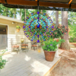 1 tk v&auml;listingimustes kasutatavaid tuulekellasid aia dekoratiivse tuuleratta lindude peletava ripatsiga mandala tuulep&ouml;&ouml;re