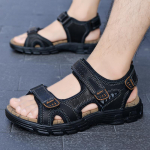 Br&auml;nd Klassikalised Meeste Sandaalid Suvi Ehtsast Nahast Sandaalid Meestele Vabaaja V&auml;lisjalatsid Kerged Sandaalid Mood Meeste Tossud Suurus 38-46 38 must