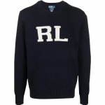 Polo Ralph Lauren FW22 Kirja logoga tikitud &uuml;mara kaelusega pikkade varrukatega kampsun meestele kampsun Tumesinine 710878487-001 XS
