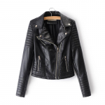 Naiste S&uuml;gisesed Mootorratturi & Biker Jakid Vintage High Street Must PU Punk &Uuml;ler&otilde;ivad 3XL must