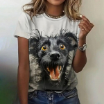 Suvine naiste T-s&auml;rk Funny Animal 3D Prindiga Suured r&otilde;ivad Moodsad kaelusega vabaaja l&uuml;hikeste varrukatega pullover Naiste T-s&auml;rgid S