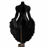 Vintage Halloweeni Keskaegsed Renessanss Cosplay Kost&uuml;&uuml;mid Kleit Naistele Gooti Pits Sidumismuster Must Efektne Pikk Vestido XL must