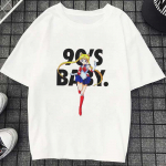 L&otilde;busad koomiksid Sailor Moon Summer Letters Print Harajuku Fashion Ins l&uuml;hikeste varrukatega naiste t-s&auml;rk M valge