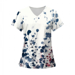 Naiste moeprindiga l&uuml;hikeste varrukatega V-kaelusmustriga topsid Taskuga t&ouml;&ouml; T-s&auml;rgid M