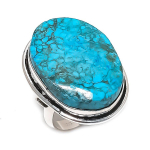 Natural Tibetan Turquoise Gemstone 925 Sterling Silver Jewelry Ring Size 7 a9v38