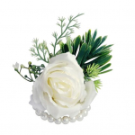 Pulmade Boutonniere Faux Pearl Disain Realistliku v&auml;limusega paksud kroonlehed, mis ei pleekivad pulmaroosi lillede randmekorsaaži Boutonniere peotarbed Hand Flower