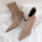 Naiste seemisnahast k&otilde;rge kontsaga pahkluuni ulatuvad Chelsea saapad Seksikad terava ninaga kingad Talv 2024 Mood Uus trend Jalatsid Goth Chaussures Femme 35 khaki