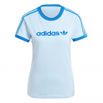 Adidas Originals Graafiline embleem Mugav Kerge Hingav L&uuml;hikeste varrukatega Tavaline T-s&auml;rk Naiste Topid Sinine IZ2674 XXS