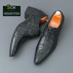 Moodsad Vintage pronksist Meeste Ametlikud Kingad Mugavad K&otilde;rged Kontsad Tantsukingad Mees Terava Otsaga Peo Nahast Kingad Meestele chaussure homme 42 gray