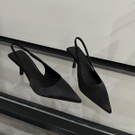 Moodne SUOJIALUN 2025 Uus Br&auml;nd Naiste Sandaalid Moodsad Terava Ninaga Slip-on Slingback Kingad &Otilde;huke K&otilde;rge Kontsaga Daamide Elegantne Kleit Kingad 35 must