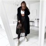 S&uuml;gis ja talv Euroopa ja Ameerika villane mantel Lambavillane villane mantel Naistele XXXL must