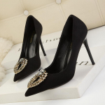 Mood 2025 Kevad Elegantne Naiste 6cm &Otilde;hukese Kontsaga Kingad Stiletto Suede Kristall Nude Must Madalad Kontsad Flokk Tacones Mujer Kleidikingad 34