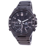 Taastatud Casio Edifice Analoog-digitaalne Nutitelefoni link Roostevaba teras Must sihverplaat Kvarts ECB-10DC-1A 100M Meeste k&auml;ekell must
