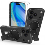 Coque Protection - BOOLING - pour iPhone 17 Pro Max - avec Support et Cercle Magn&eacute;tique Noir - 2 Vitres must