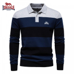 Lonsdale S&uuml;gisene Tikand Uus Meeste Pikkade Varrukatega Polo Kraega Kampsun Kitsa L&otilde;ikega Rev&auml;&auml;riga Triibuline Patchwork Kootud Kampsun S