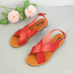 Naiste Sandaalid Nahast Daamide Kingad Suvine Moodne Disain Tasane P&otilde;hi Ristuv Pandlaga Avatud Varvas Suur Suurus 37-41 Sapatos Femininos 37 punane