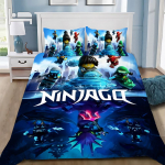Kuum m&auml;ng N-ninjagos Tekikott Padjap&uuml;&uuml;r N-ninjagos Voodipesukomplekt T&auml;iskasvanud Poiss T&uuml;druk Magamistoa Kaunistus &Uuml;heinimese Kaheinimese Suur 100x135cm-2pcs