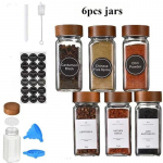 6/12 tk Komplekt 120 ml klaasist v&uuml;rtsipurke puidust kaanega pipra- ja maitseainepurkid sildiga k&ouml;&ouml;gitarvete hoiustaja