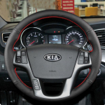 For Kia Sorento 2009-2014 K7 Cadenza 2011-2015 ized High Quality Hand Sewn Leather car Steering Wheel Cover red line