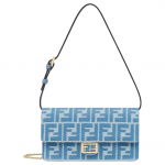 Fendi Baguette Kettrihm Logotr&uuml;kk Puuvill Nahk Crossbody &Otilde;lakott Naiste &Otilde;lakott Sinine 8M0498AUNJF1SKL Basic Set (Bag+Dust Bag)