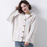 Kampsunid S&uuml;gis ja Talv Uued silmkoelised naiste Mood kapuutsiga kudumid Kardigan Lahtine, pikkade varrukatega kampsun Naiste kampsun One Size beež