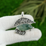 Kink naistele Ripats 925 Sterling H&otilde;be Looduslik P&auml;ikesemoss Agate Kivistus