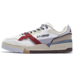 Li Ning Leather Comfortable Slip Resistant Cushioning Abrasion Resistant Low top Skateboard Shoes Men's White Gray Red AZGS091-3 39.5