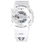 CASIO / 200m Veekindel Kvartsmehhanism Vaikrihmaga K&auml;ekell Meeste Kellad Valge Tihvtabel GA-110MW-7APRS White Dial