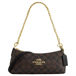 Coach Charlotte 25 Klassikaline logoga kett-PVC baguetekott Naiste k&auml;ekotid Kuldne Pruun Must CL405-IMAA8 Basic Set (Bag+Dust Bag)