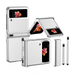 Galvaniseeritud nahast telefoni&uuml;mbris Samsung Galaxy Z Flip 4 5G Flip4 Flip3 Flip 3 Zflip4 jaoks, libisemisvastane, S Pen hoidik, pliiats, hingega kate for Samsung Z Flip 4 black