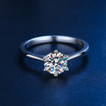 PT950 valge kullast klassikaline kuuek&uuml;&uuml;neline moissaniidist teemants&otilde;rmus sama plaatinakaraadise moissaniidist teemants&otilde;rmusega luksuslik lihtne Ring Size: 5/Metal Color: High Carbon 2 carat