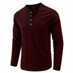 Meeste Fit pikkade varrukatega Henley s&auml;rgid Aluspesu vabaaja topid 4 nupuga hingavad T-s&auml;rgid Athletic Treening Niiskust &auml;rajuhtivad T-s&auml;rgid meestele S burgundiapunane