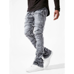 FlowStreet Uued Kihilised Teksap&uuml;ksid Meestele Plaasterdatud &Uuml;hendatud Denim Rebitud Pesu Kulunud P&uuml;ksid Meeste T&auml;navar&otilde;ivad Meeste Tuttmootorratturi Teksap&uuml;ksid S