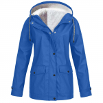 Naiste Solid Plush Rain Outdoor Plus Size kapuutsiga vihmamantel Tuulekindel jope L sinine