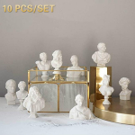 10 tk Mini Gipsist B&uuml;st Figuriin Klassikalised Kreeka Meeste Kujud Vaik Skulptuurid Davidi Kipsist Michelangelo Kaunistused Kodu Dekoor valge