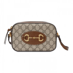 Gucci Horsebit GG Supreme Kaamerakott Beež Pruun Nahk ja L&otilde;uend Viimistlus Kuldne Riistvara Risti-keha K&auml;ekott Naistele Igap&auml;evaseks S&otilde;iduks 760196-92TCG-8563 Basic Set (Bag+Dust Bag)