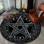Vintage Runic Alchemical Pentagrami Vaip Libisemisvastane Pehme Lihtsalt Puhastatav &Otilde;ppetoa Kodu PuhkuseVilla Praktiline P&otilde;randamatt Kodune Vaip 100cm