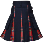 Kilts meestele, tarbekilt, 100% puuvillane teksap&uuml;kste h&uuml;briidkilt, moodne karbiga plisseeritud tartanist traditsiooniline meeste kilt S punane