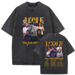 Piiratud uus album J Cole THE FALL OFF Vintage pestud T-s&auml;rgid Unisex Hip Hop Popmuusika f&auml;nnidele L&uuml;hikeste varrukatega T-s&auml;rk Streetwear S black